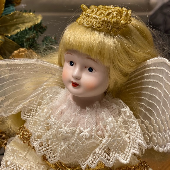 Vintage porcelain doll angel tree topper - Picture 8 of 16